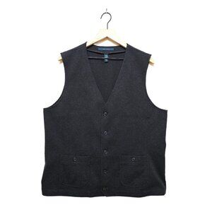 Perry Ellis Gray Cotton Blend Knit Button Front Vest Sz XXL